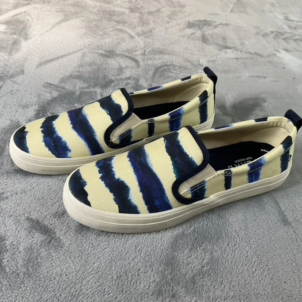 SPERRY‎ STS87169, Women Size 7.5 M Crest Twin Gore Tie Dye Stripe Navy Boating